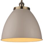 Endon Franklin Large Pendant Light Antique Brass & Taupe