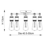Endon Hal 5 Light Semi Flush Ceiling Light Aged Pewter
