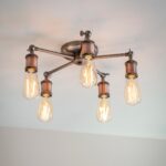 Endon Hal 5 Light Semi Flush Ceiling Light Aged Pewter