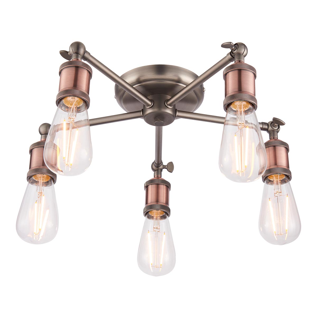 Endon Hal 5 Light Semi Flush Ceiling Light Aged Pewter