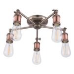 Endon Hal 5 Light Semi Flush Ceiling Light Aged Pewter