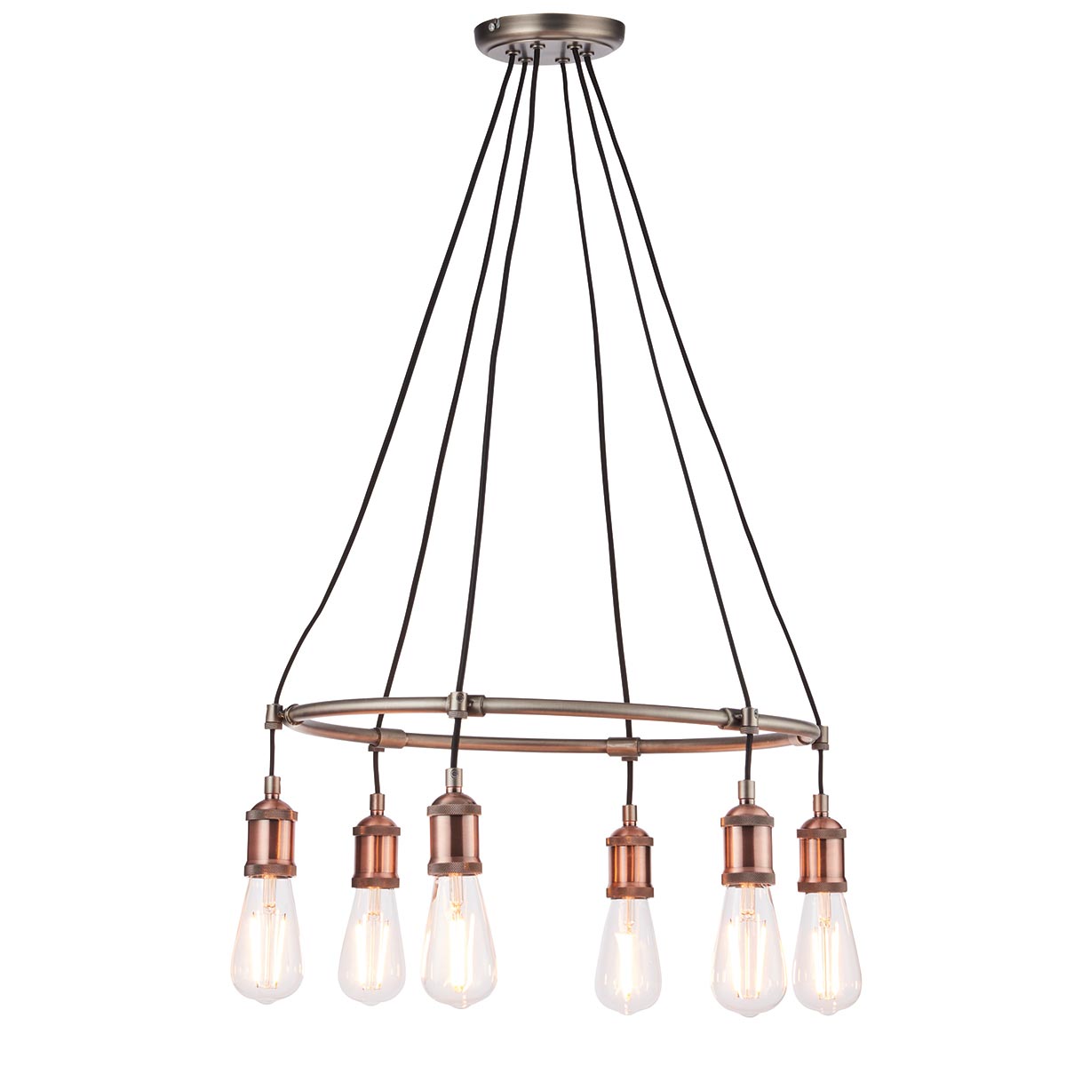 Endon Hal 6 Light Ceiling Pendant Aged Pewter