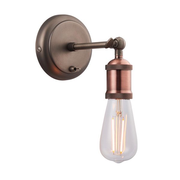 Endon Hal Single Lamp Switched Wall Light Aged Pewter