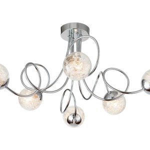 Auria 6 Light Semi Flush Ceiling Light Glass Shades Chrome