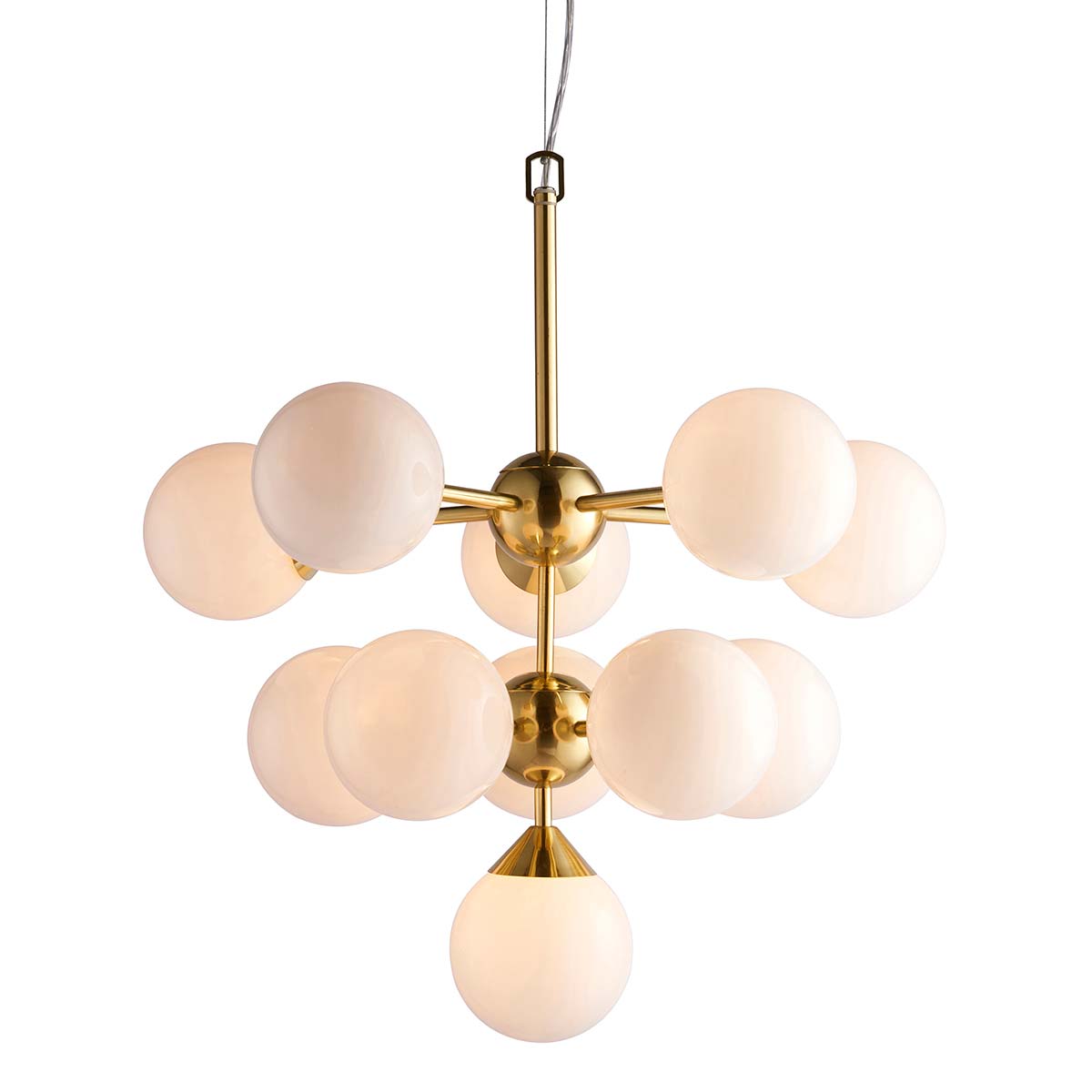 Endon Oscar 11 Light Pendant Brushed Brass Opal Glass