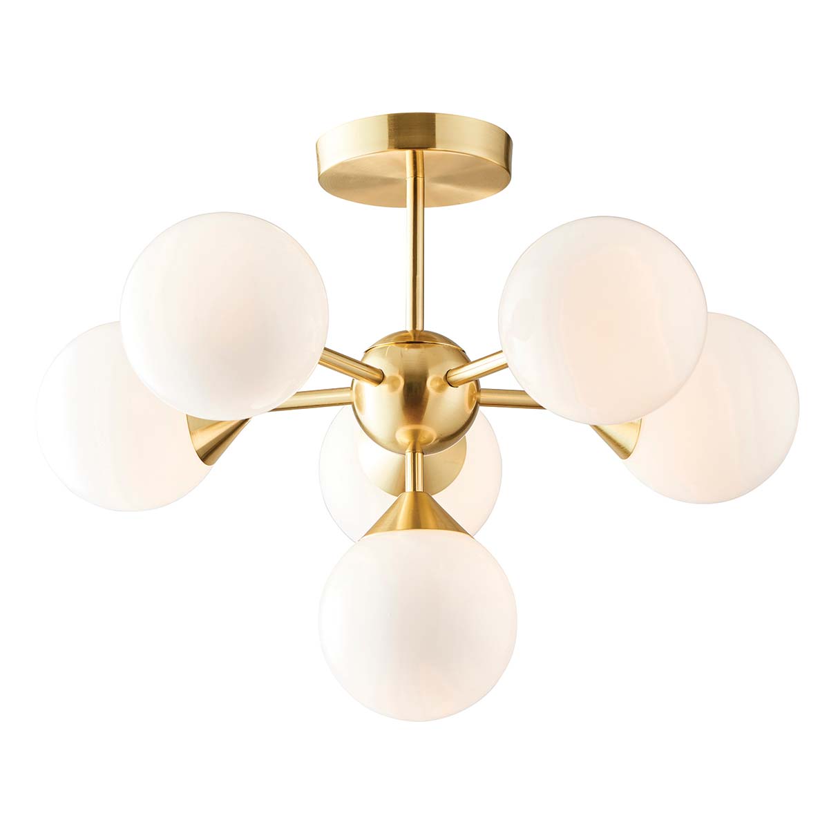 Oscar 6 Light Semi Flush Low Ceiling Light Brushed Brass