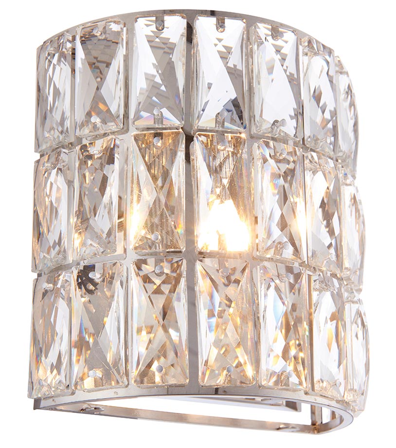 Verina Crystal 1 Light Half Round Wall Light Polished Chrome