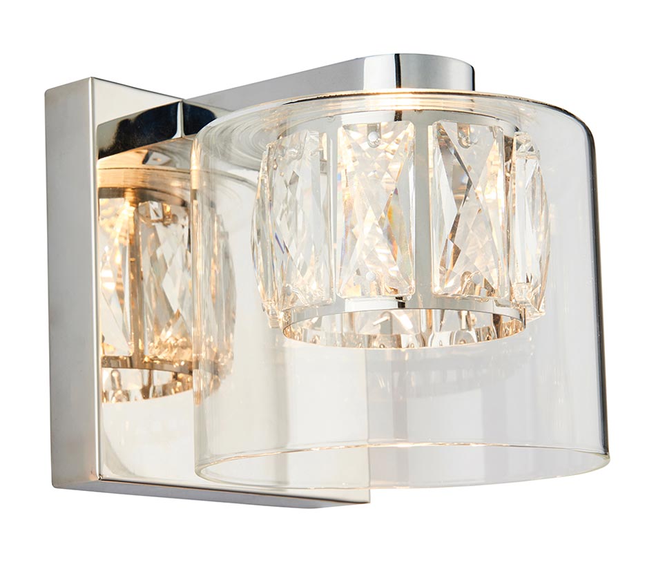 Verina Crystal Glass 1 Light Wall Light Polished Chrome