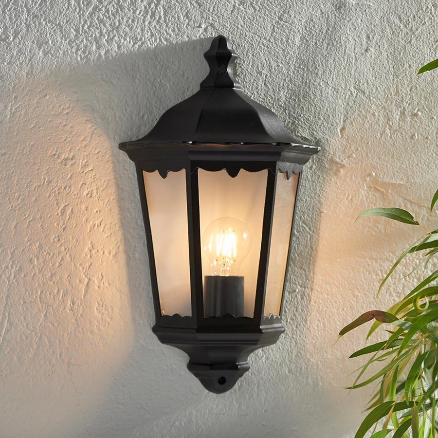 Burford Traditional Outdoor Wall Coach Lantern Matt Black IP44