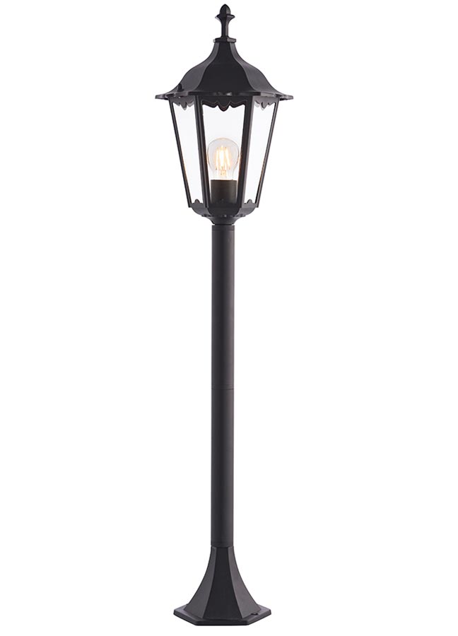 Burford Traditional Outdoor Bollard Lantern Matt Black IP44