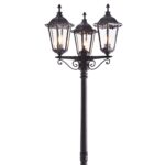 Burford Traditional 3 Head Outdoor Lamp Post Matt Black IP44