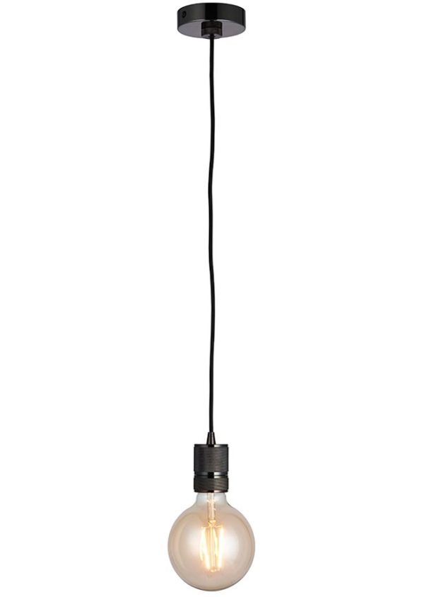 Urban 1 Light Industrial Style Pendant Cable Set Black Chrome