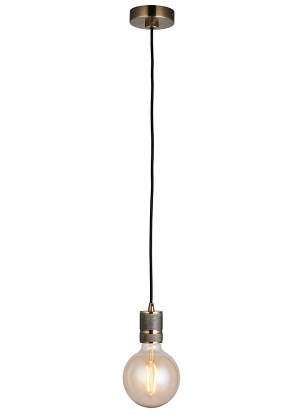 Urban 1 Light Industrial Style Pendant Cable Set Antique Brass