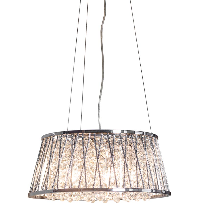 Sophia 5 Light Crystal Pendant Ceiling Light Polished Chrome