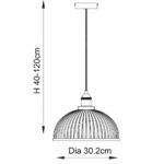 Hansen Ribbed Glass Ceiling Pendant Polished Nickel