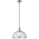 Hansen Ribbed Glass Ceiling Pendant Polished Nickel