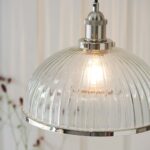 Hansen Ribbed Glass Ceiling Pendant Polished Nickel