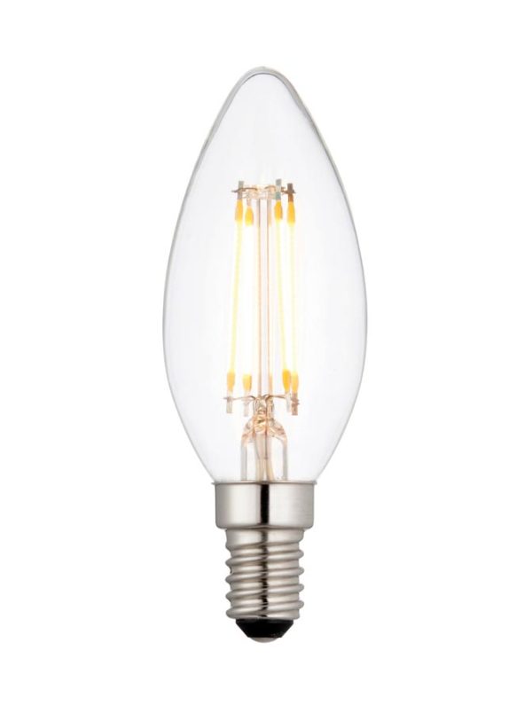 dimmable 4w E14 filament LED candle bulb in warm white and 470 lumen