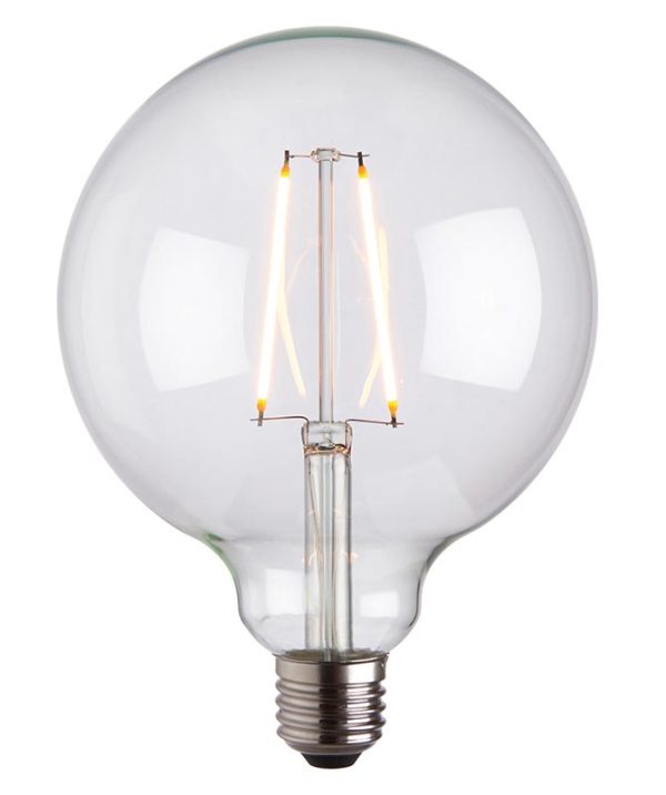 Very Warm White 125mm Globe 2w LED Filament E27 Light Bulb 210 Lm