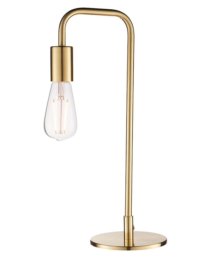Rubens 1 Light Industrial Table / Desk Lamp Brushed Brass