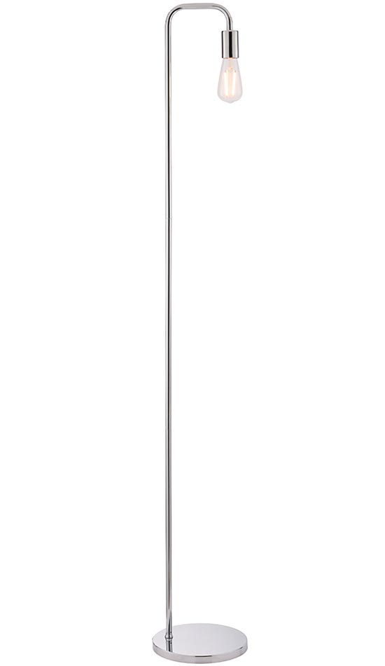 Rubens 1 Light Industrial Style Floor Lamp Polished Chrome