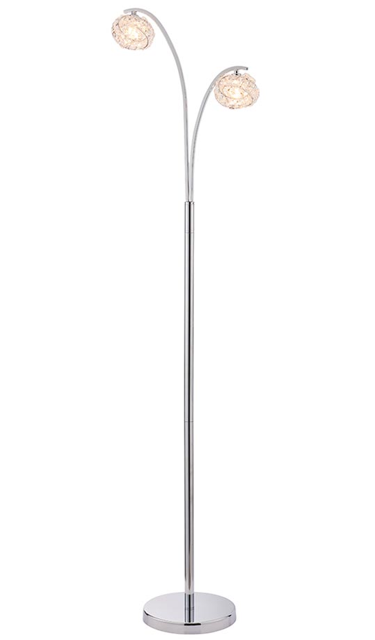 Talia 2 Light Floor lamp Polished Chrome Crystal Shades