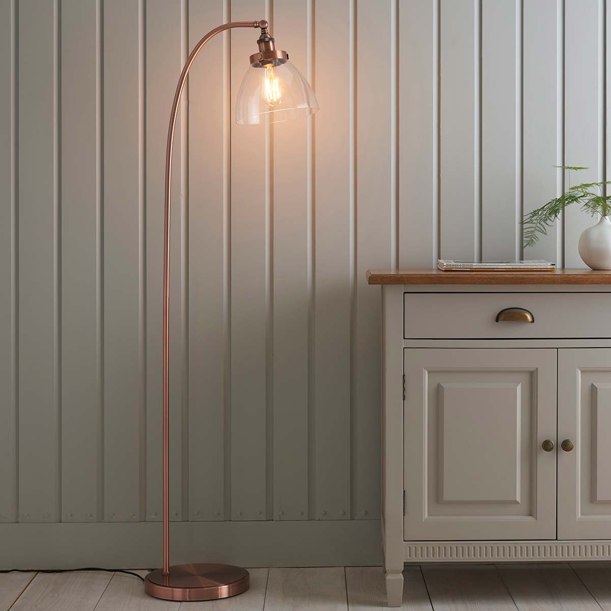 Endon Hansen Industrial Floor Lamp Aged Copper