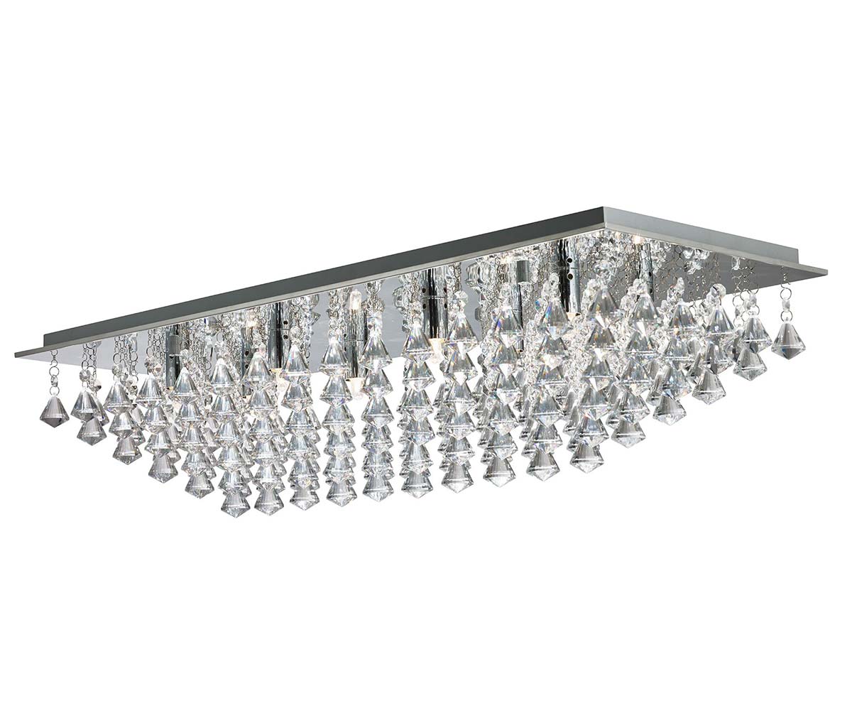 Hanna 8 Light Flush Pyramid Crystal Ceiling Light Chrome