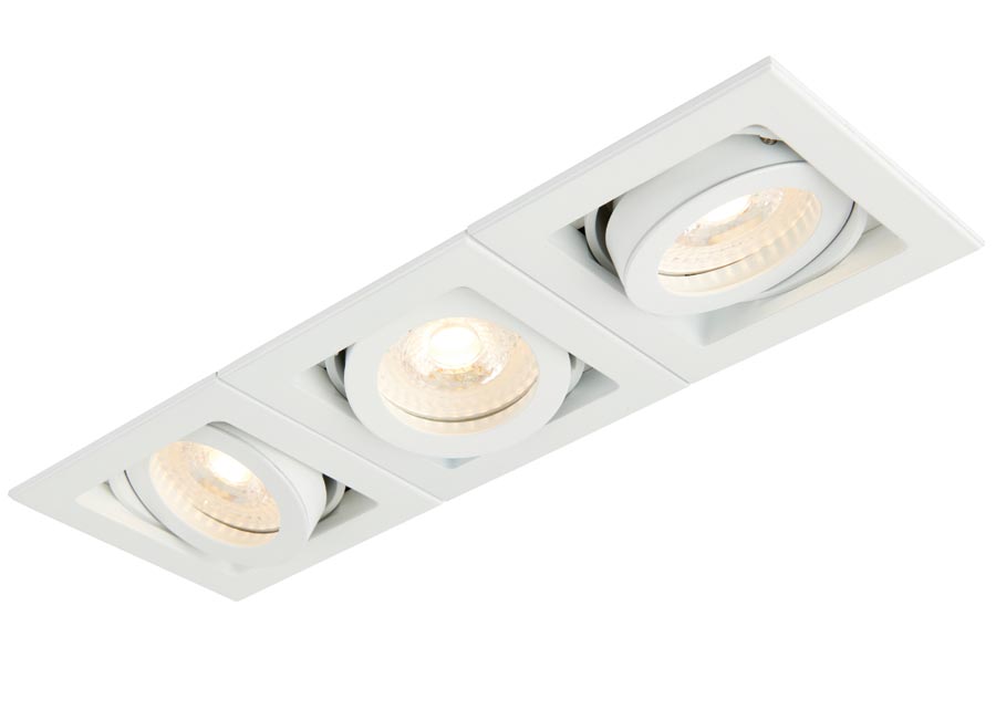 Xeno Adjustable 3 Light GU10 Recessed Boxed Down Light White