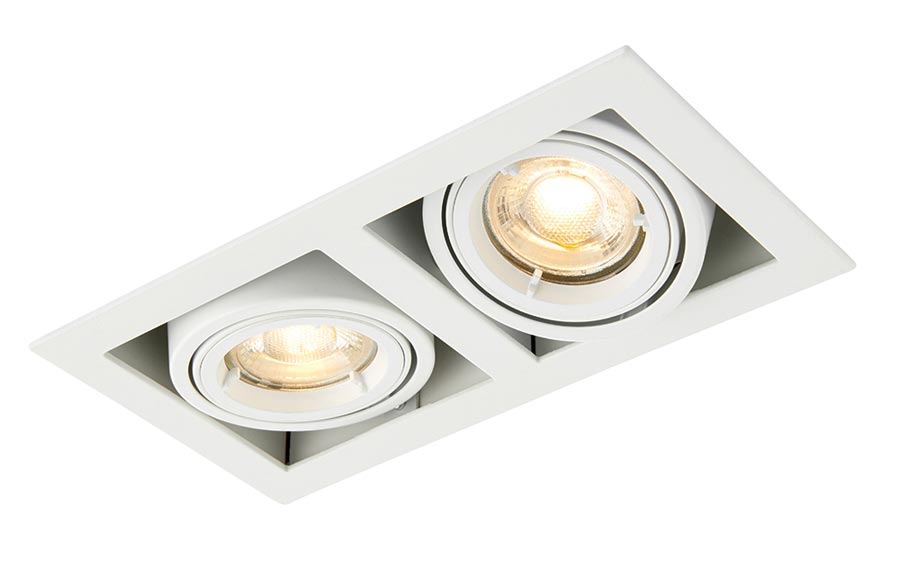 Garrix Adjustable Twin GU10 Boxed Tilt Down Light Matt White