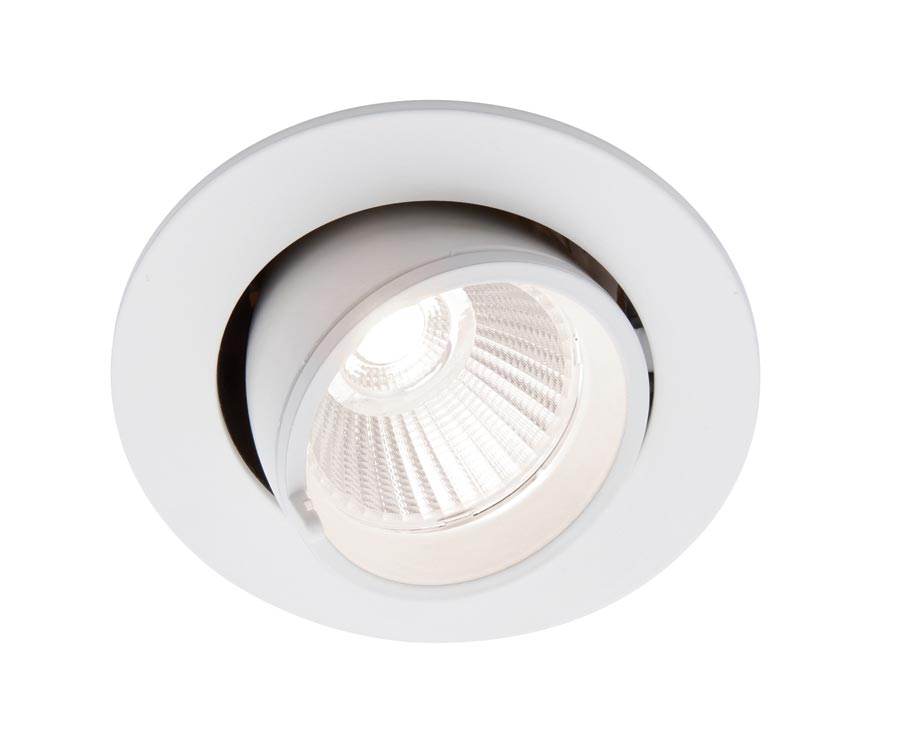 Axial 9w Cool White LED Tilt Down Light Matt White 750 Lm