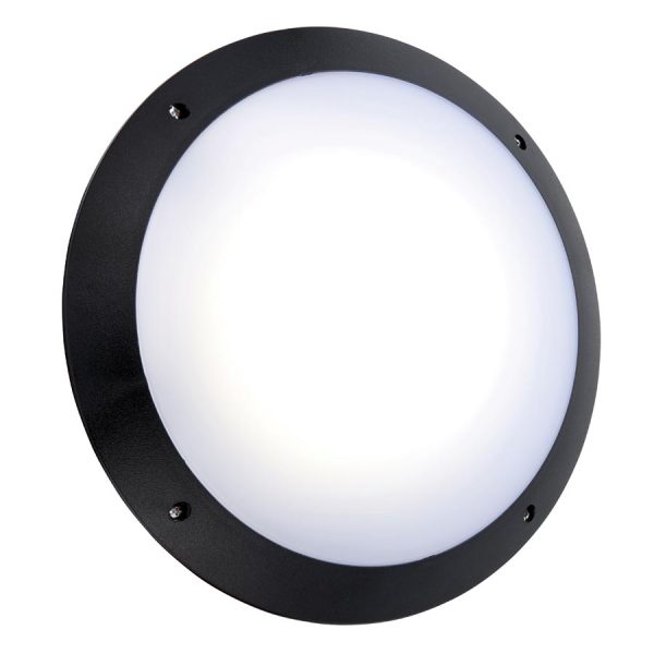 Seran Plain 12w LED Bulkhead Light Microwave Sensor IP65 Black