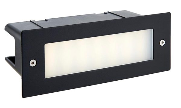 Seina Plain Faced Black Stainless Steel LED Brick Light IP44