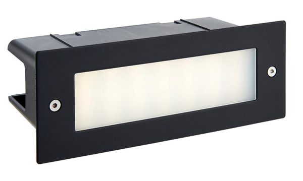 Seina plain faced black stainless steel LED brick light IP44