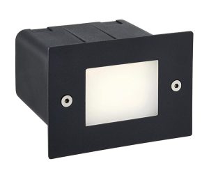 Seina plain black stainless steel 2w LED brick light IP44