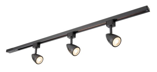 Bullett 3 light ceiling spot light track kit in matt black