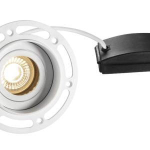 Trimless Round Mains GU10 Tilt Down Light Matt White