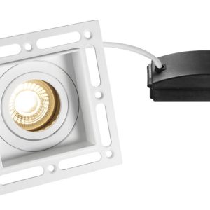 Trimless Square Mains GU10 Tilt Down Light Matt White