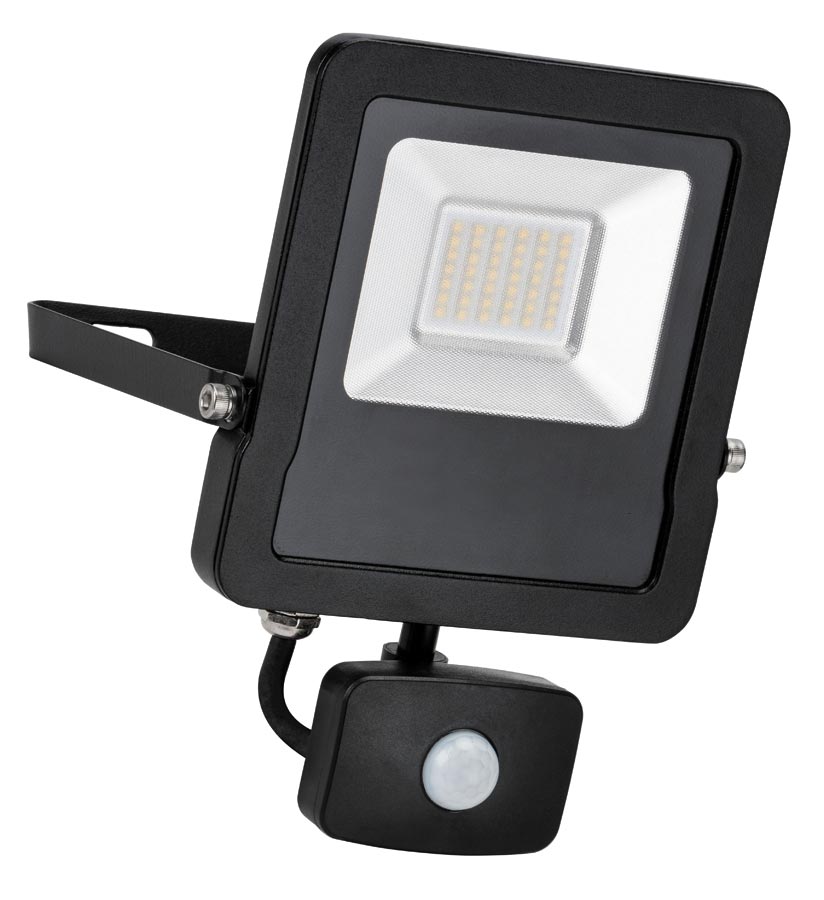 Surge 30W LED Outdoor PIR Floodlight Manual Override Black IP44