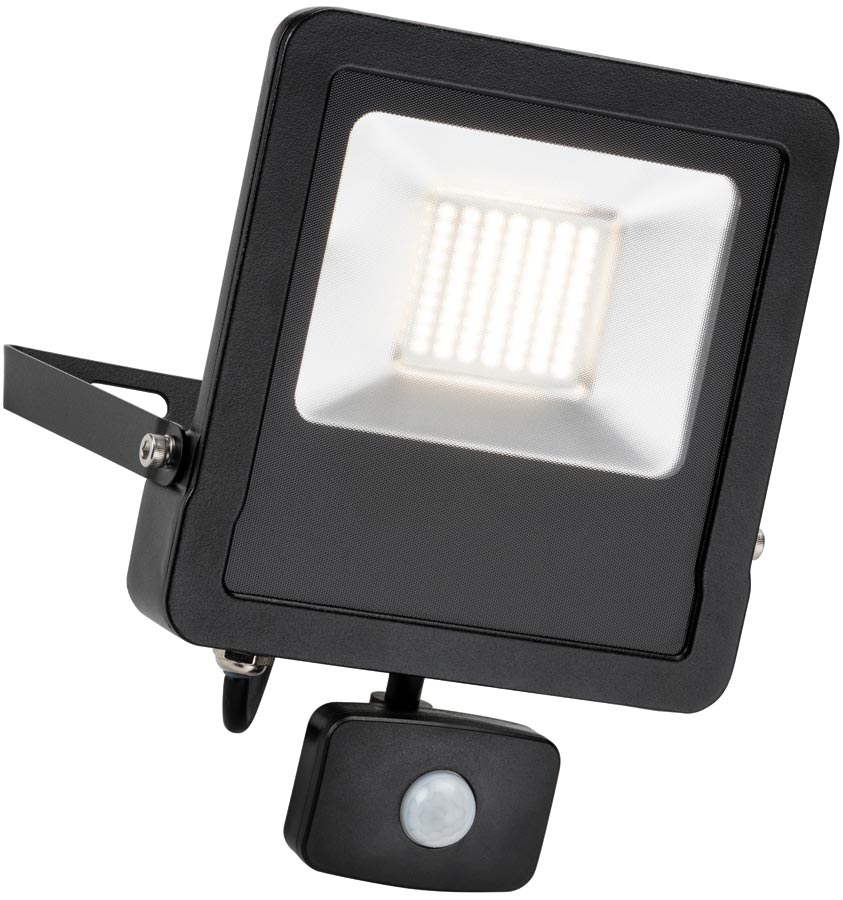 Surge 50W LED Outdoor PIR Floodlight Manual Override Black IP44