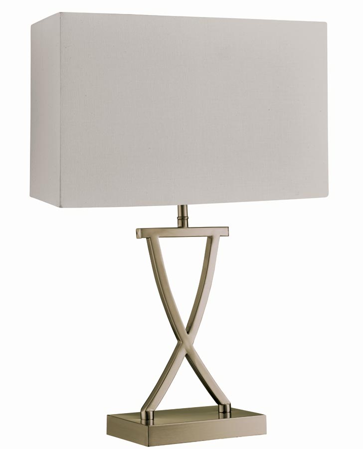 Cross Modern 1 Light Table Lamp Antique Brass White Box Shade