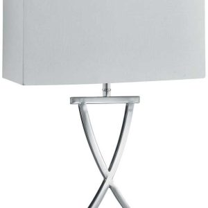 Cross Modern 1 Light Table Lamp Polished Chrome White Box Shade