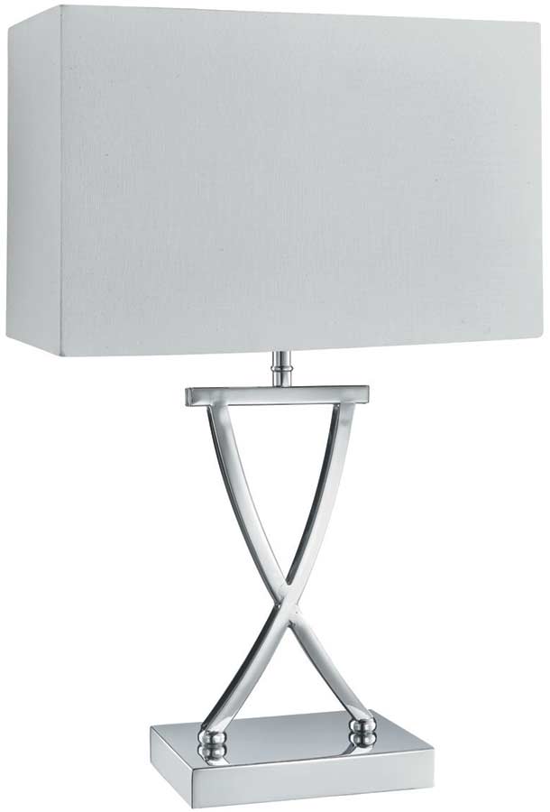 Cross Modern 1 Light Table Lamp Polished Chrome White Box Shade