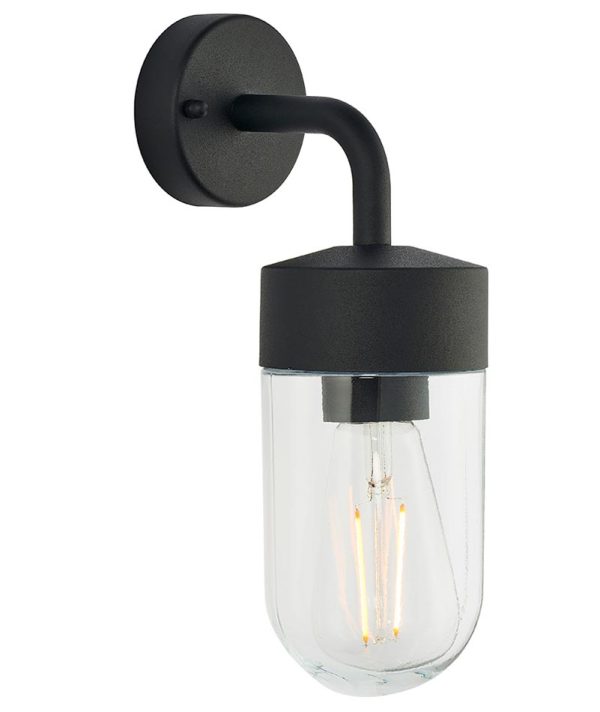North Wall 1 Light Stainless Steel Outdoor Wall Lantern Black IP44
