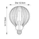 Ribb 125mm 4w LED Amber Globe E27 Light Bulb 400lm