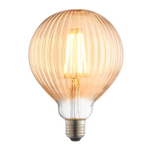 Ribb 125mm 4w filament LED globe E27 light bulb on white background