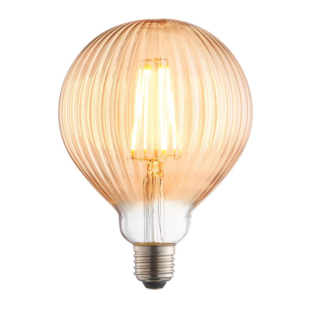 Ribb 125mm 4w LED Amber Globe E27 Light Bulb 400lm