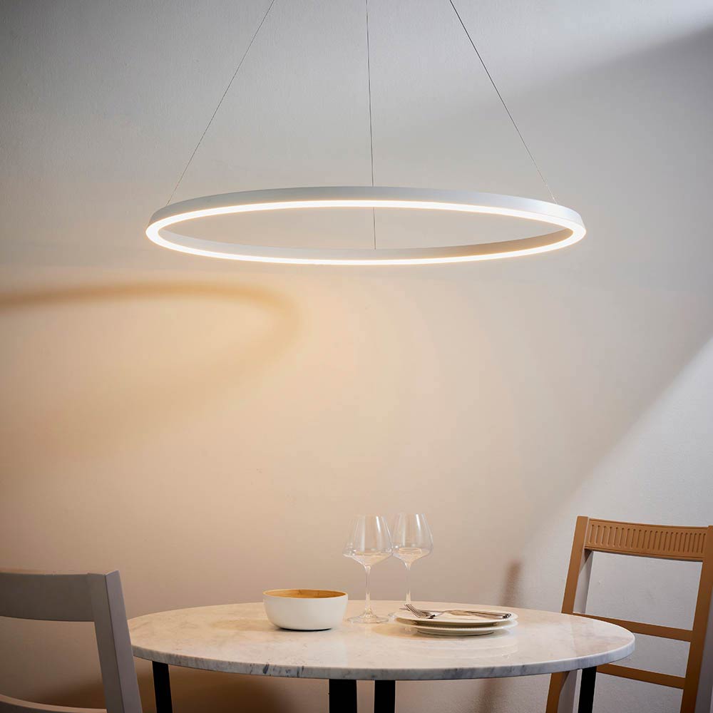 Matt White Modern LED Ring Ceiling Pendant Dimmable