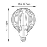 Ribb 125mm 4w LED Clear Globe E27 Light Bulb 450lm