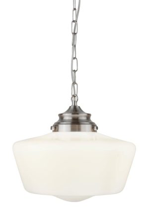 School House 1 light pendant ceiling light satin silver